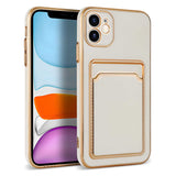 Apple iPhone 12 Kılıf Zore Bark Kartlıklı Kapak Beyaz