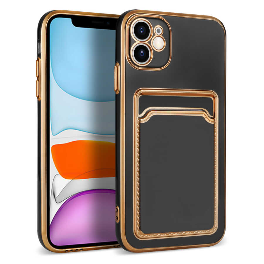 Apple iPhone 12 Kılıf Zore Bark Kartlıklı Kapak Mavi
