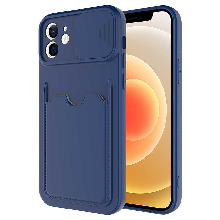 Apple iPhone 12 Kılıf Zore Kartix Kapak Lacivert