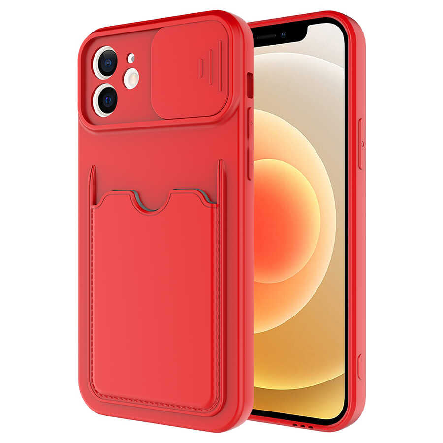 Apple iPhone 12 Kılıf Zore Kartix Kapak Kırmızı
