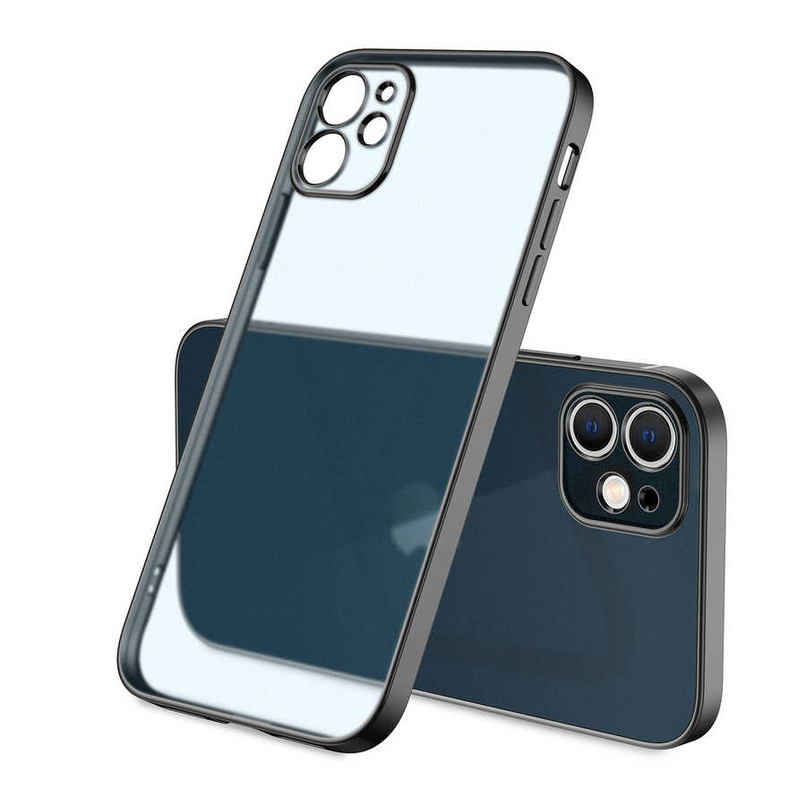 Apple iPhone 12 Kılıf Zore Mat Gbox Kapak Siyah