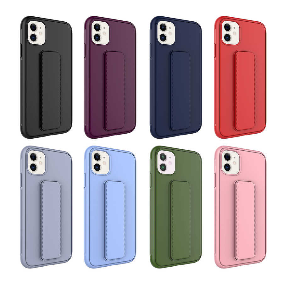 Apple iPhone 12 Kılıf Zore Qstand Kapak Pembe
