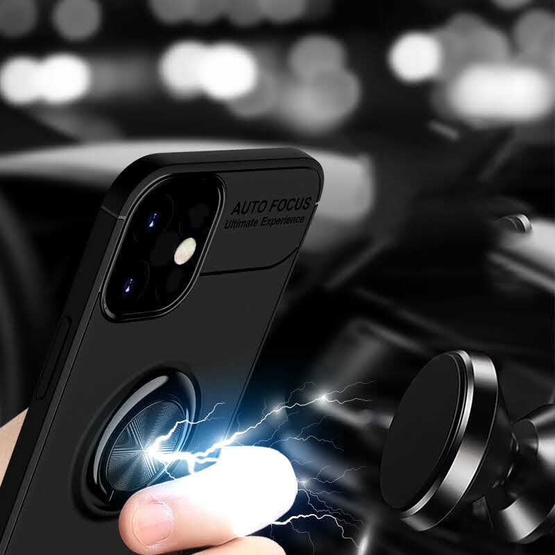 Apple iPhone 12 Kılıf Zore Ravel Silikon Kapak Siyah-Mavi