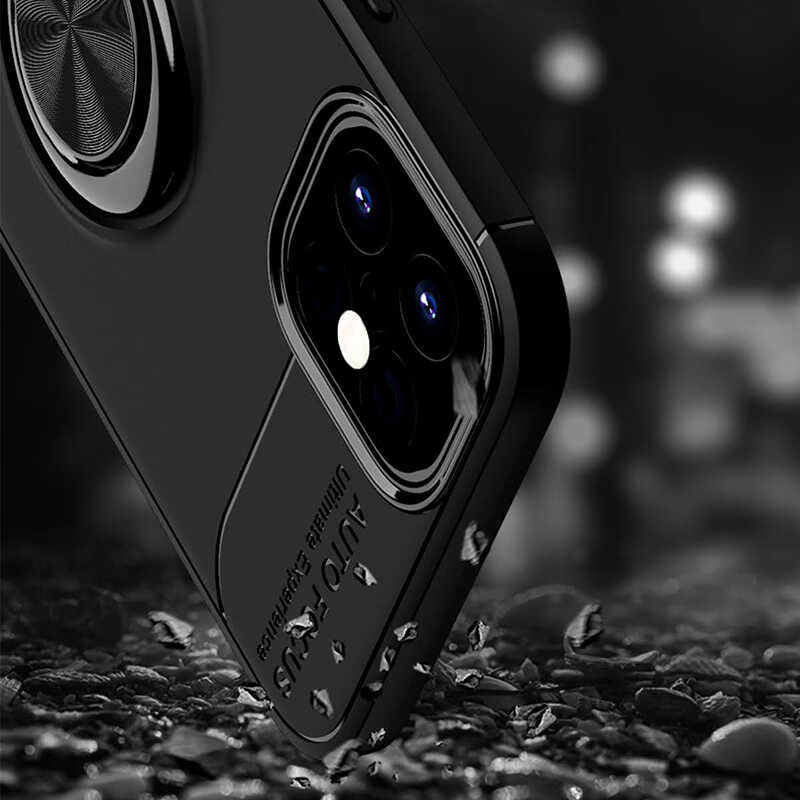 Apple iPhone 12 Kılıf Zore Ravel Silikon Kapak Siyah-Mavi