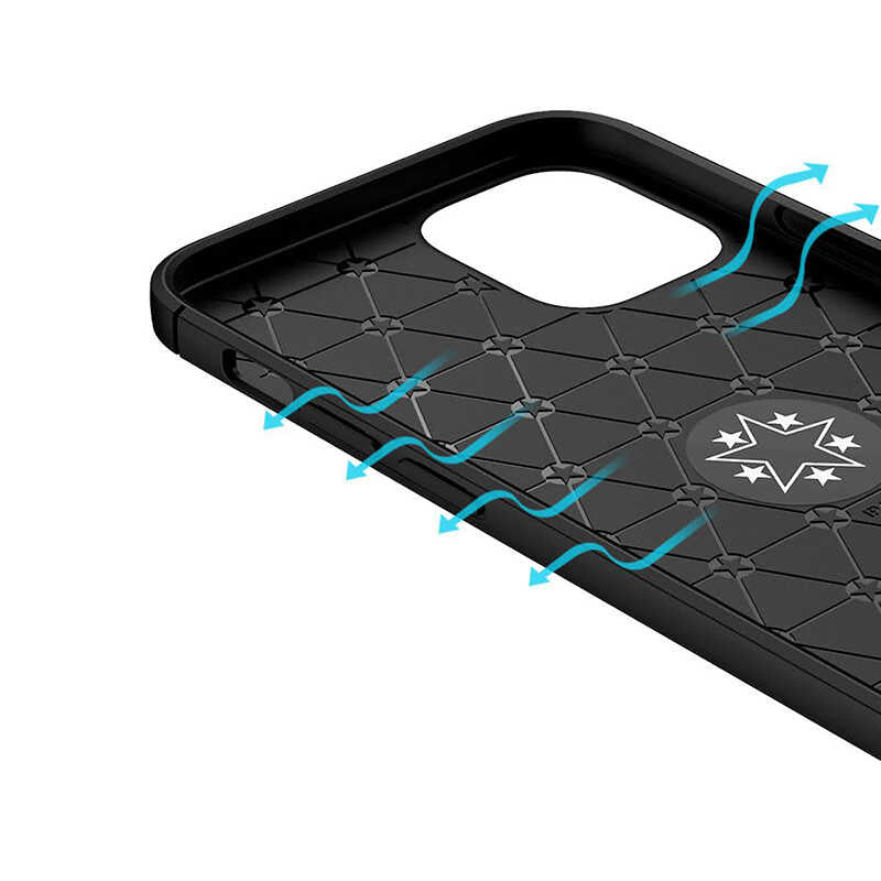 Apple iPhone 12 Kılıf Zore Ravel Silikon Kapak Siyah-Mavi