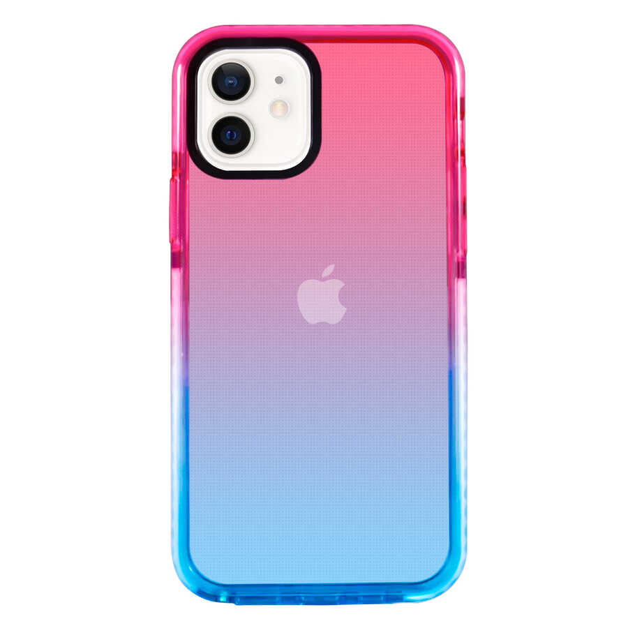 Apple iPhone 12 Kılıf Zore Renkli Punto Kapak Pembe-Mavi