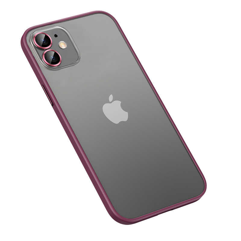 Apple iPhone 12 Kılıf Zore Retro Kapak Koyu Mor