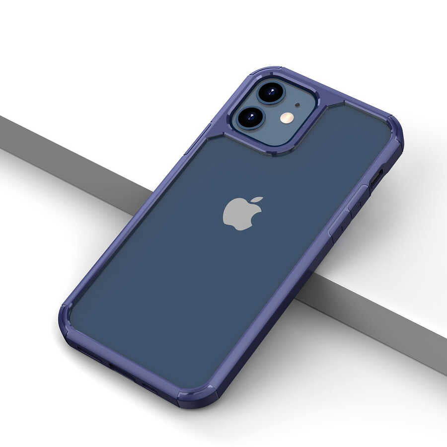 Apple iPhone 12 Kılıf Zore Roll Kapak Mavi