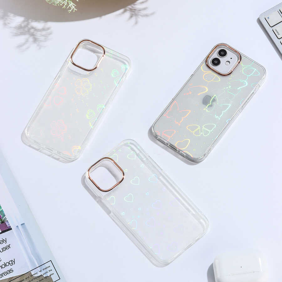 Apple iPhone 12 Kılıf Zore Sidney Desenli Sert Kapak Heart No1