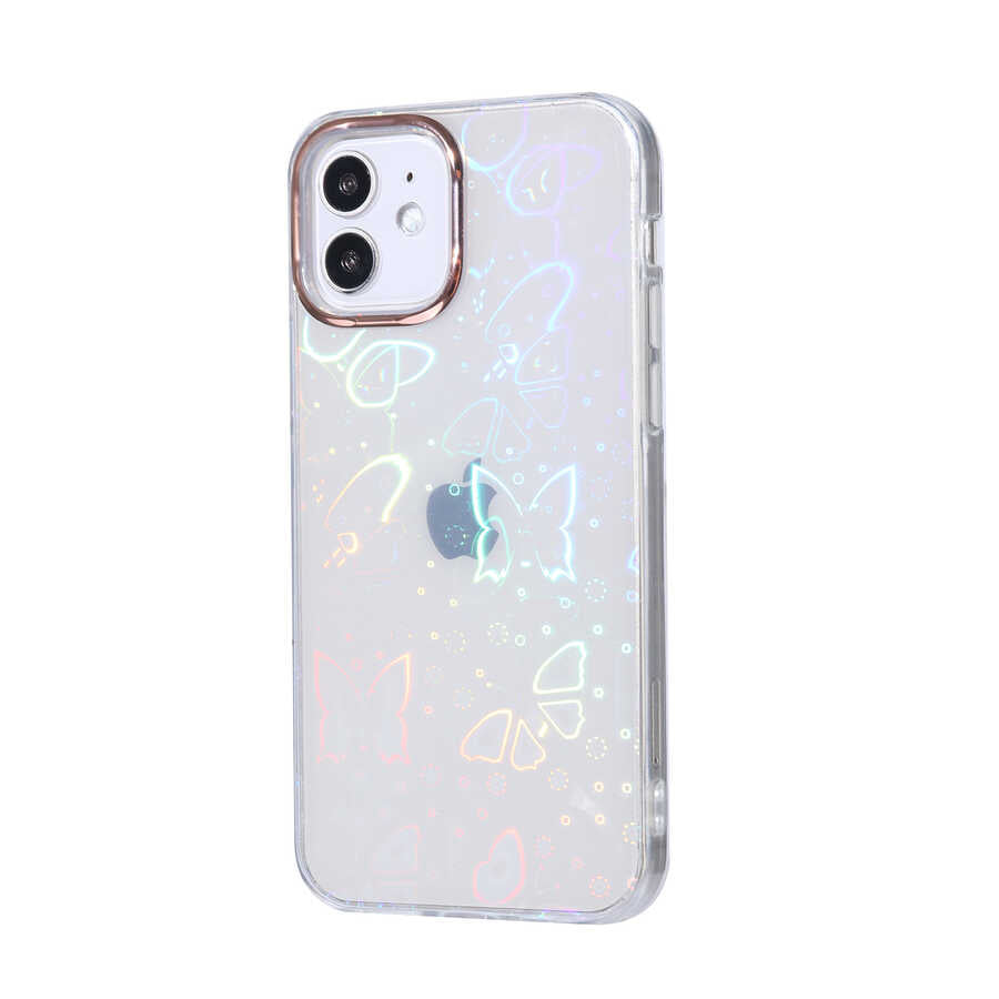 Apple iPhone 12 Kılıf Zore Sidney Desenli Sert Kapak Flower No3