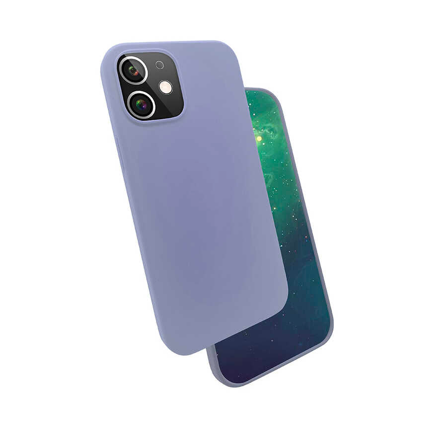 Apple iPhone 12 Kılıf Zore Silk Silikon Lila