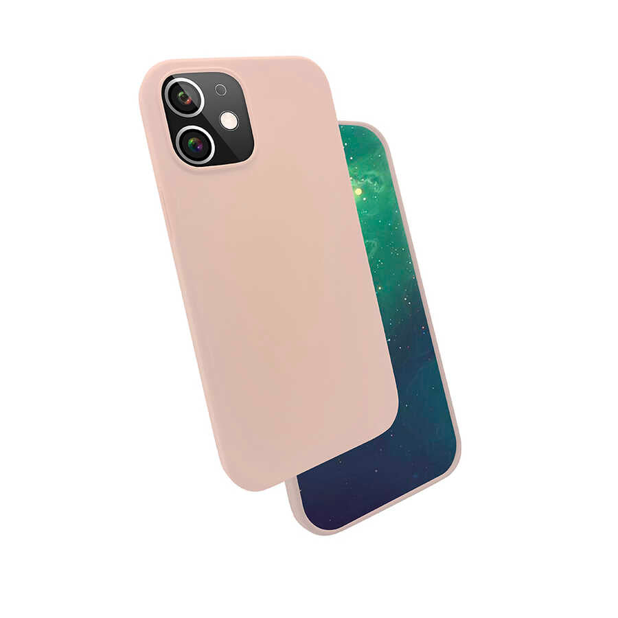 Apple iPhone 12 Kılıf Zore Silk Silikon Pembe