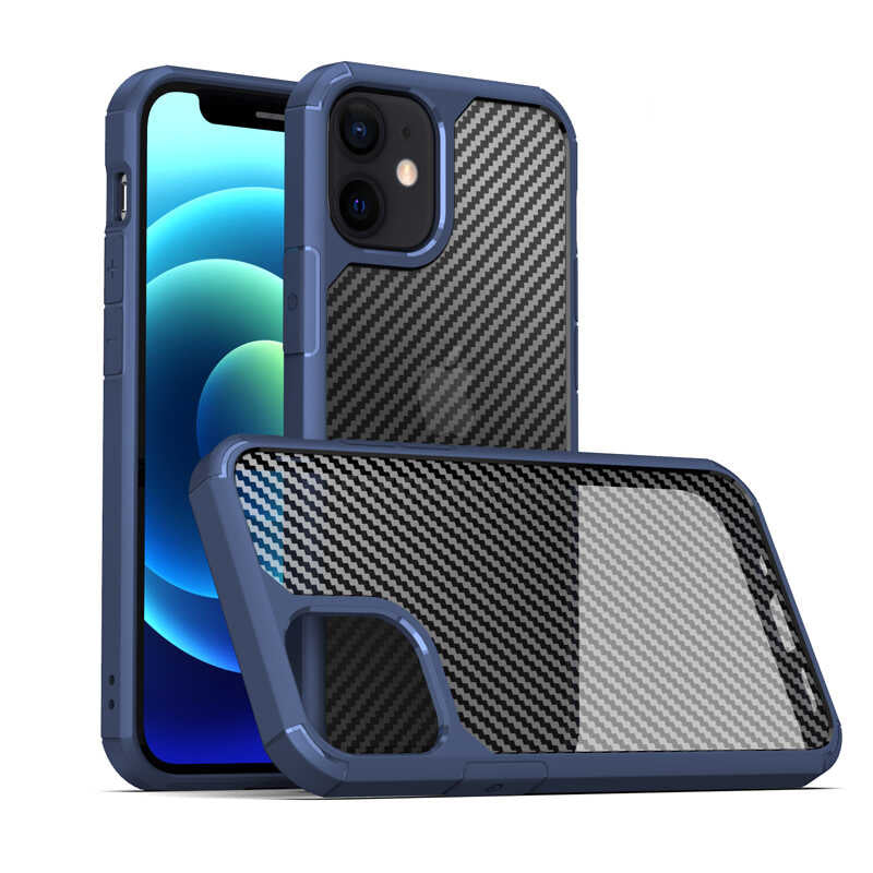 Apple iPhone 12 Mini Kılıf Zore İnoks Kapak Mavi