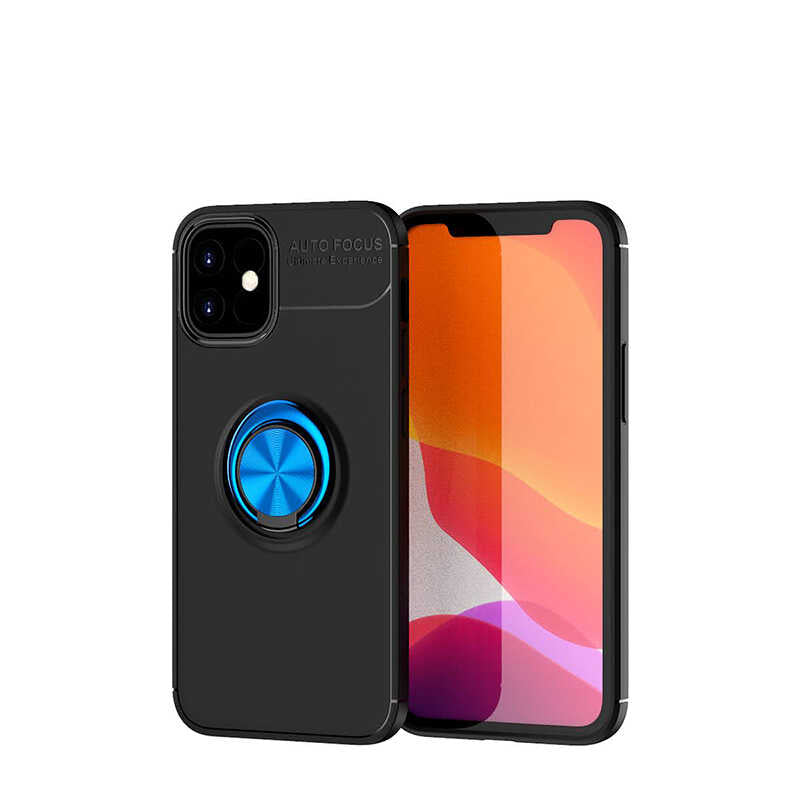 Apple iPhone 12 Mini Kılıf Zore Ravel Silikon Kapak Siyah-Mavi