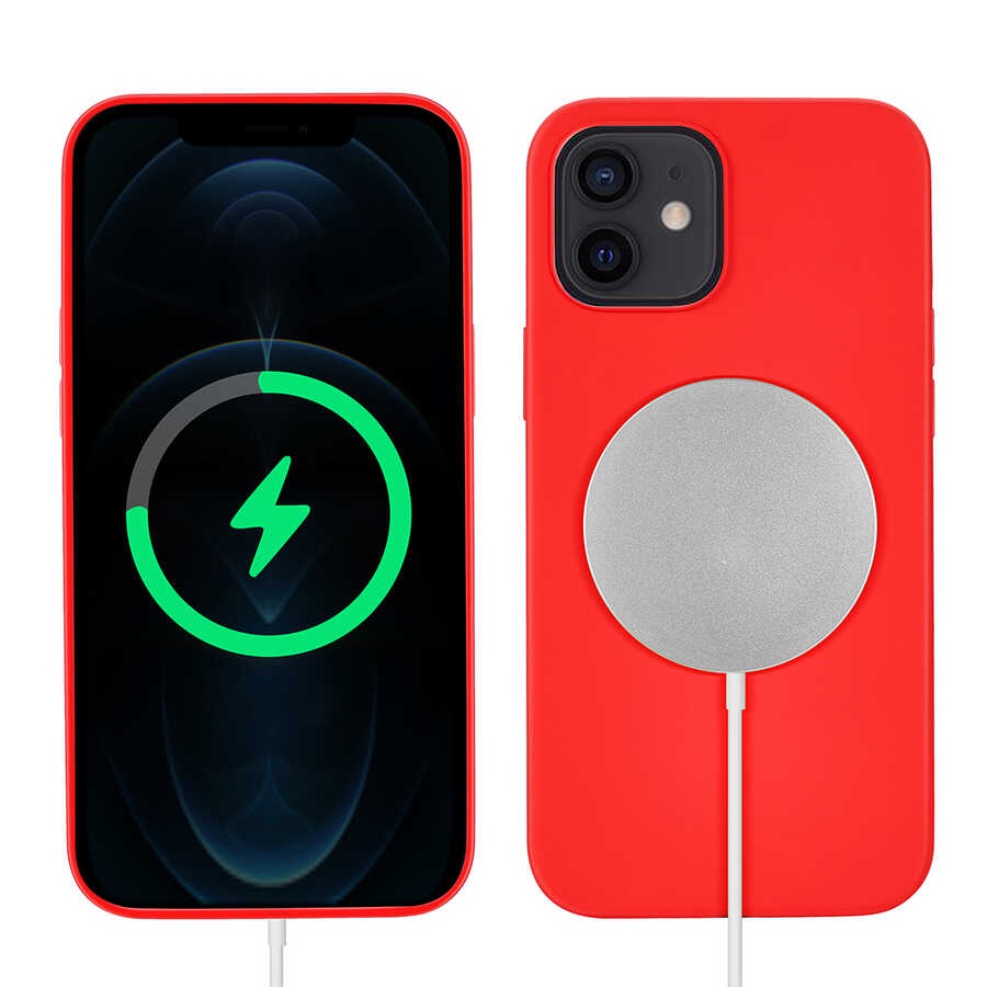 Apple iPhone 12 Mini Kılıf Zore Silksafe Wireless Kapak Kırmızı