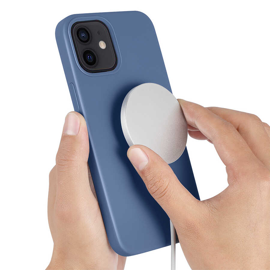 Apple iPhone 12 Mini Kılıf Zore Silksafe Wireless Kapak Pembe Açık
