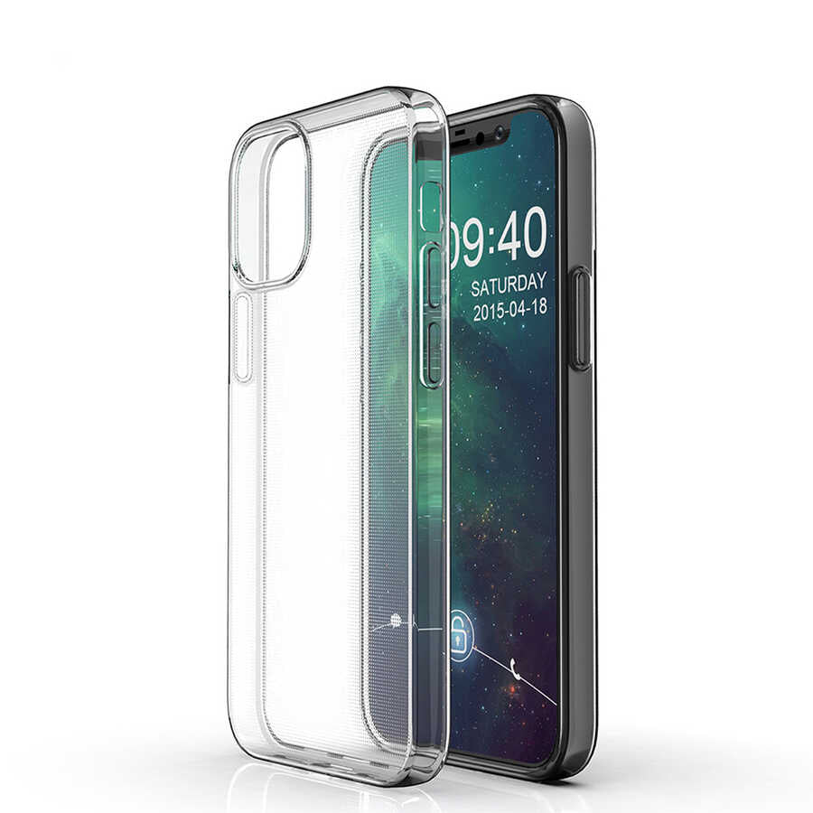 Apple iPhone 12 Mini Kılıf Zore Süper Silikon Kapak Renksiz