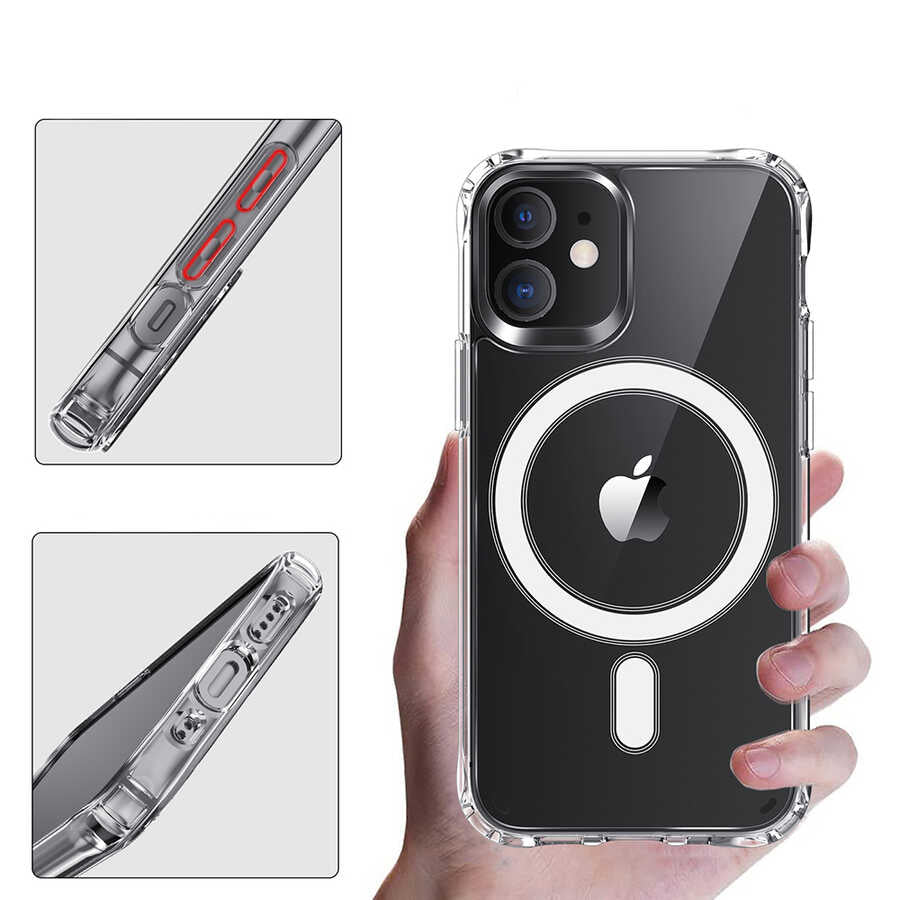 Apple iPhone 12 Mini Kılıf Zore Tacsafe Wireless Kapak Renksiz
