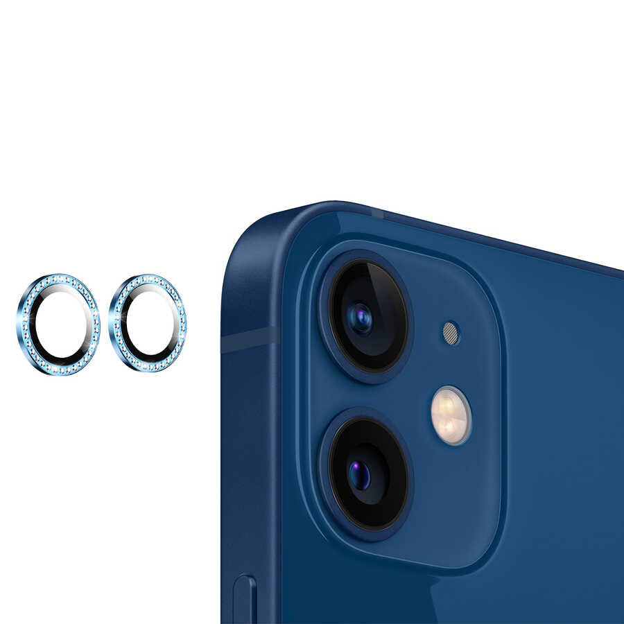 Apple iPhone 12 Mini Zore CL-06 Kamera Lens Koruyucu Mavi
