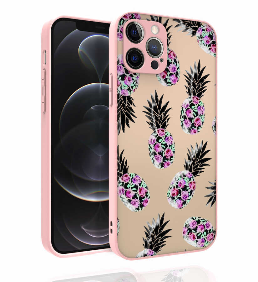 Apple iPhone 12 Pro Kılıf Desenli Kamera Korumalı Parlak Zore Nora Kapak NO1