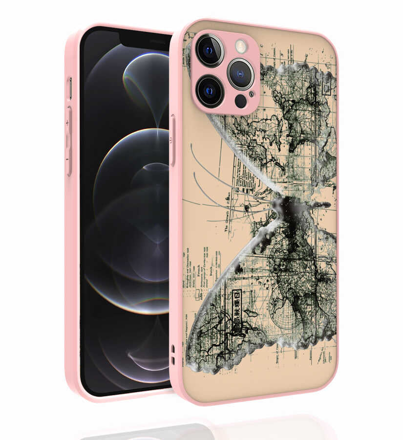 Apple iPhone 12 Pro Kılıf Desenli Kamera Korumalı Parlak Zore Nora Kapak NO4