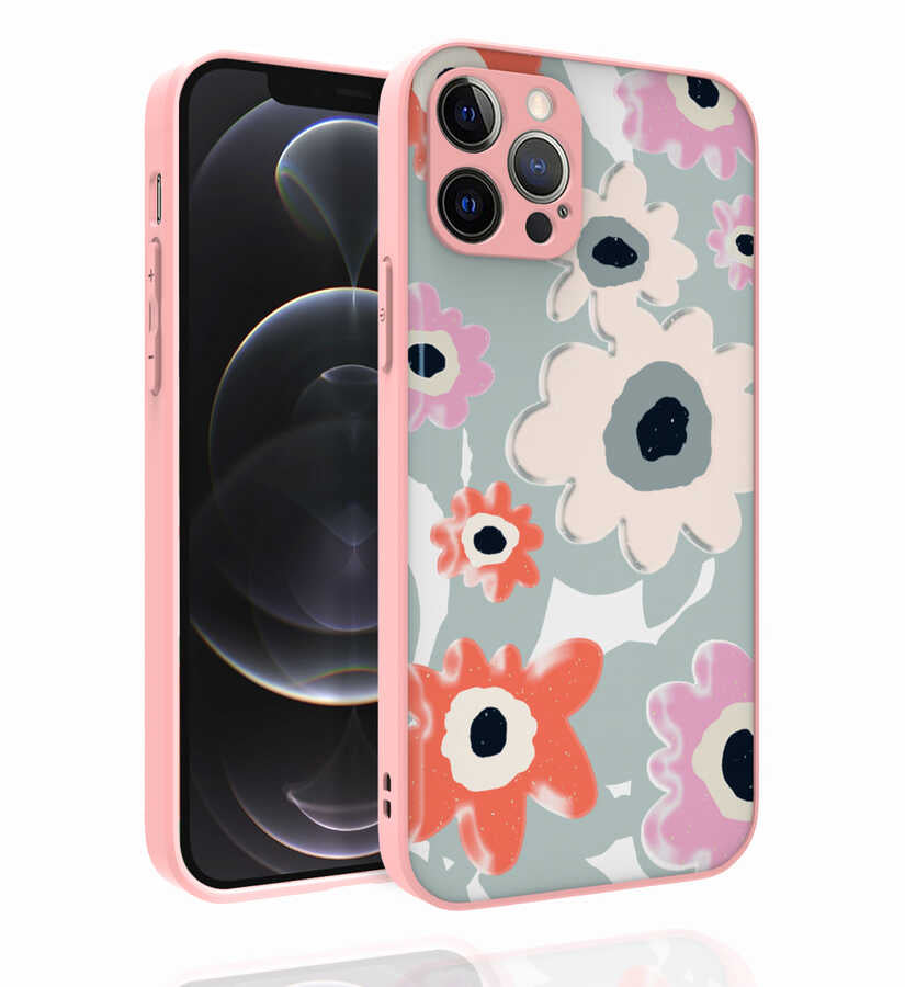 Apple iPhone 12 Pro Kılıf Desenli Kamera Korumalı Parlak Zore Nora Kapak NO5