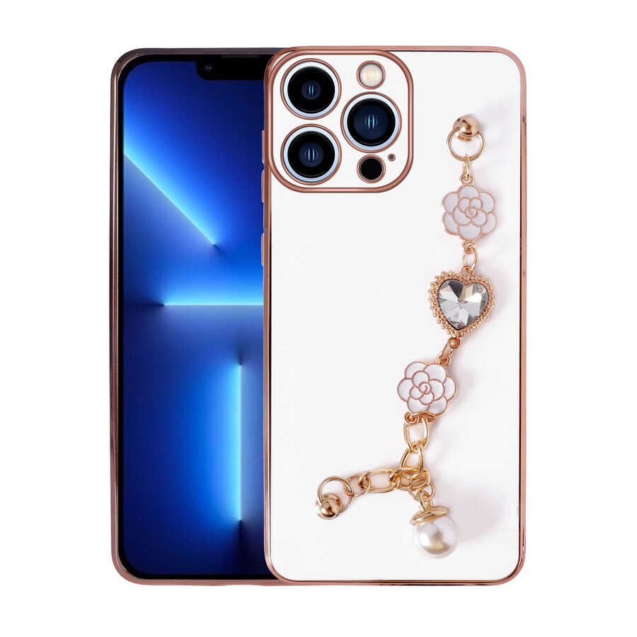 Apple iPhone 12 Pro Kılıf El Tutamaçlı Kamera Korumalı Zore Taka Silikon Kapak Beyaz