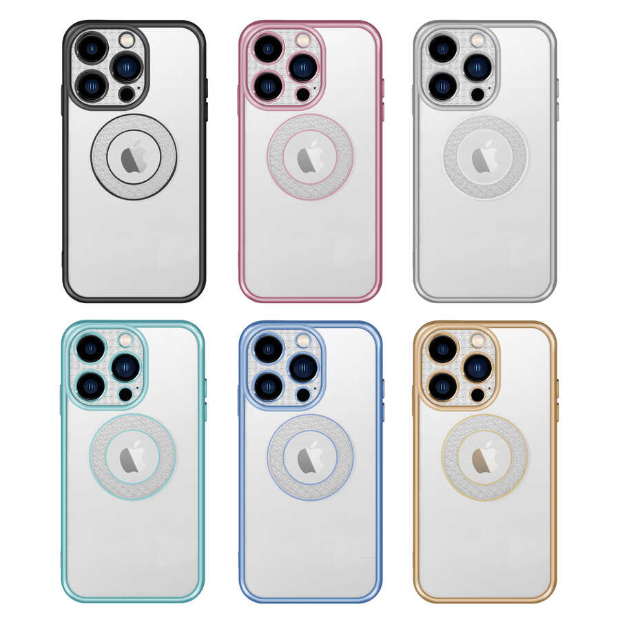 Apple iPhone 12 Pro Kılıf Kamera Korumalı Logo Gösteren Zore Esta Kapak Mavi