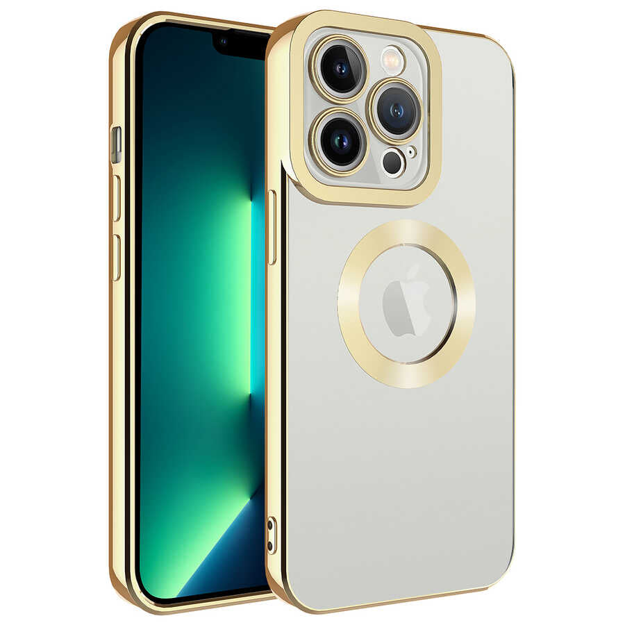 Apple iPhone 12 Pro Kılıf Kamera Korumalı Logo Gösteren Zore Omega Kapak Mavi Açık