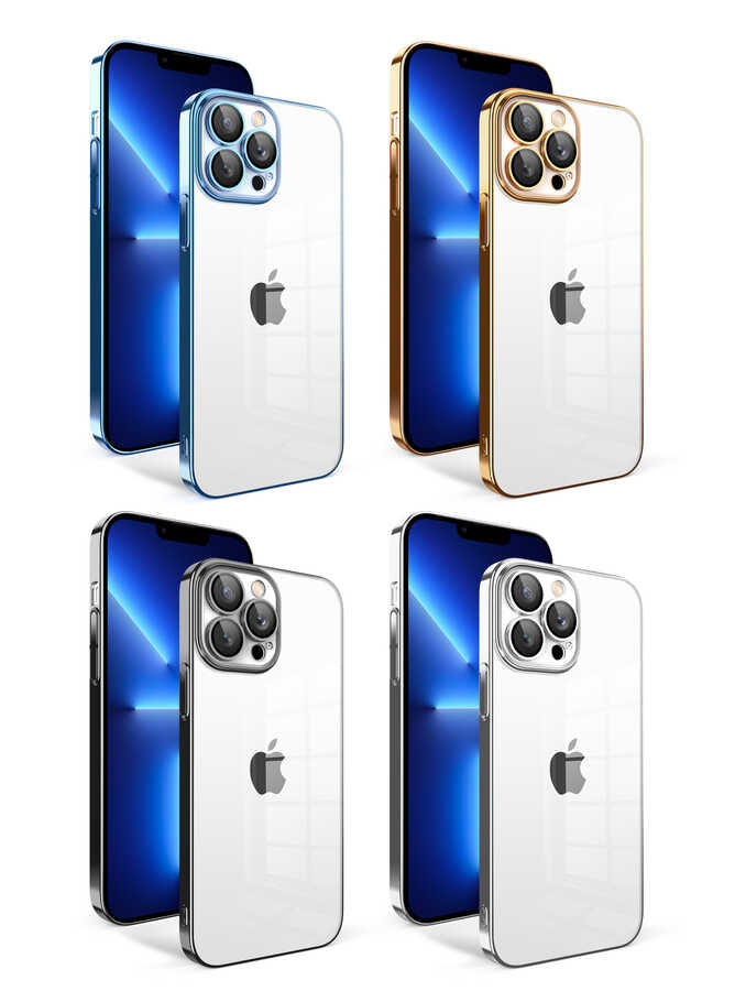 Apple iPhone 12 Pro Kılıf Kamera Korumalı Renkli Çerçeveli Zore Garaj Kapak Siyah
