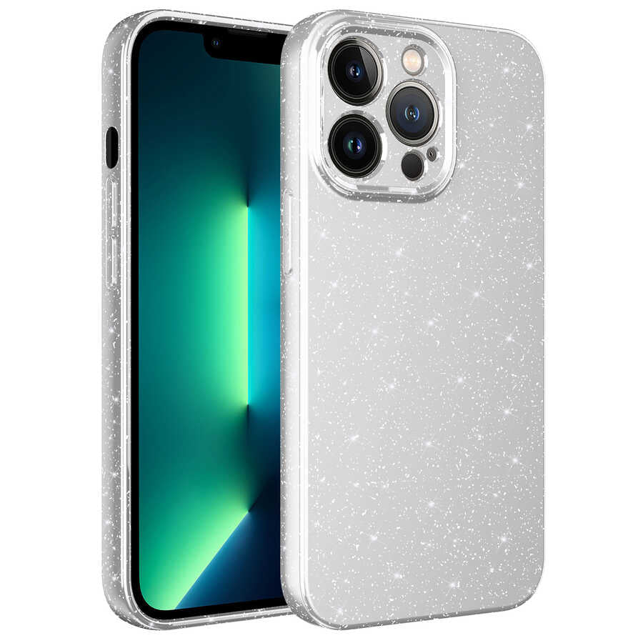 Apple iPhone 12 Pro Kılıf Kamera Korumalı Simli Lüks Zore Koton Kapak Turuncu