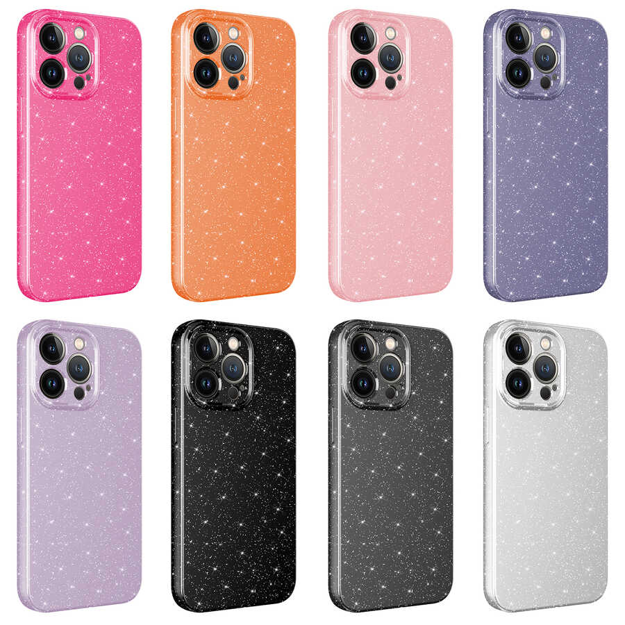 Apple iPhone 12 Pro Kılıf Kamera Korumalı Simli Lüks Zore Koton Kapak Pembe