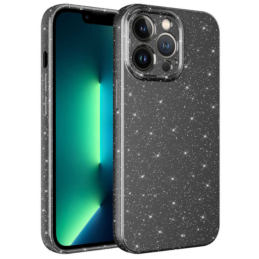 Apple iPhone 12 Pro Kılıf Kamera Korumalı Simli Lüks Zore Koton Kapak Gri