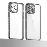 Apple iPhone 12 Pro Kılıf Kamera Korumalı Taşlı Zore Mina Kapak Gümüş