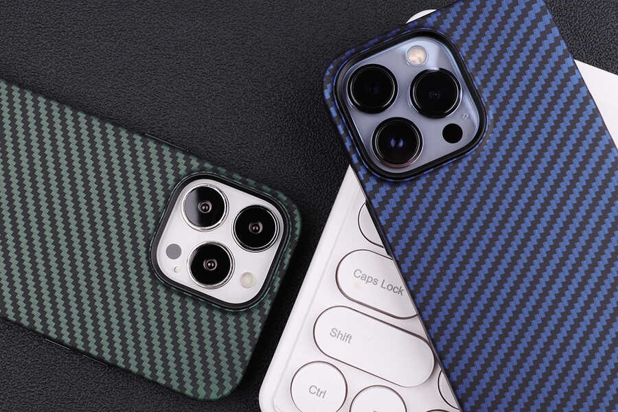 Apple iPhone 12 Pro Kılıf Karbon Fiber Tasarımlı Zore Karbono Kapak Mavi