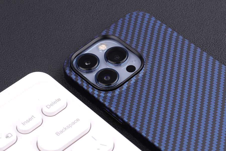 Apple iPhone 12 Pro Kılıf Karbon Fiber Tasarımlı Zore Karbono Kapak Lacivert