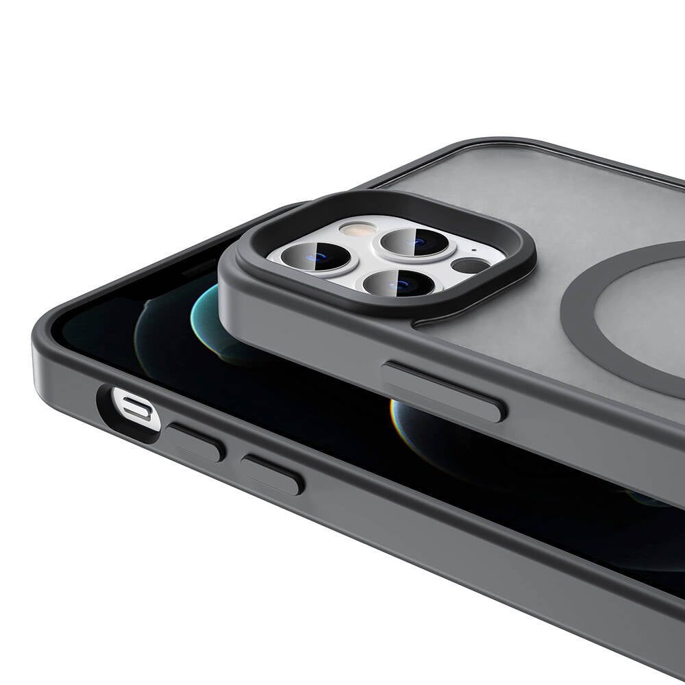 Apple iPhone 12 Pro Kılıf M-safe Şarj Özellikli Mat Arka Yüzey Zore Sio Kapak Koyu Yeşil