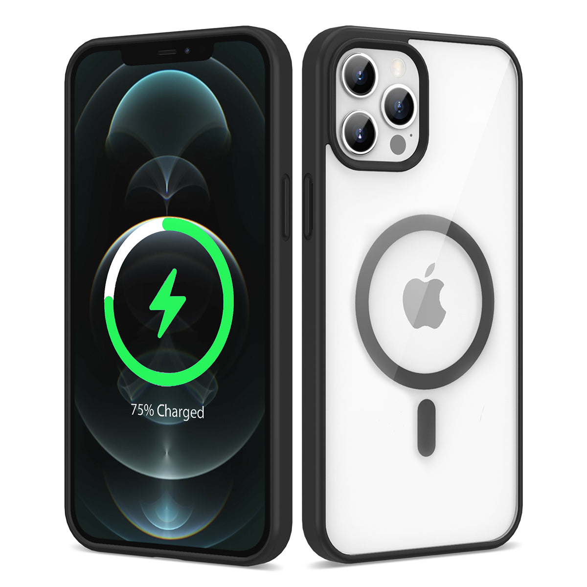 Apple iPhone 12 Pro Kılıf M-safe Wireless Şarj Özellikli Silikon Zore Ege Kapak Siyah