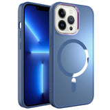 Apple iPhone 12 Pro Kılıf M-safe Wireless Şarj Özellikli Zore Stil Kapak Sierra Mavi