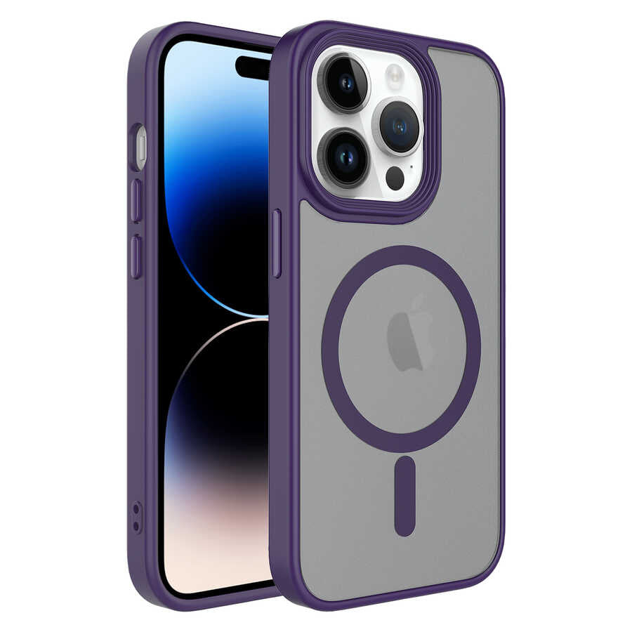 Apple iPhone 12 Pro Kılıf Mat Arka Yüzey Wireless Şarj Özellikli Zore Flet M-safe Kapak Mavi