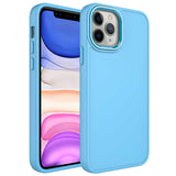 Apple iPhone 12 Pro Kılıf Metal Çerçeve ve Buton Tasarımlı Silikon Zore Luna Kapak Sierra Mavi