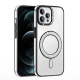 Apple iPhone 12 Pro Kılıf Pırlanta Taş Tasarımlı M-safe Şarj Özellikli Zore Karetta Silikon Kapak Mavi