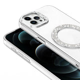 Apple iPhone 12 Pro Kılıf Pırlanta Taş Tasarımlı M-safe Şarj Özellikli Zore Karetta Silikon Kapak Siyah