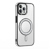 Apple iPhone 12 Pro Kılıf Pırlanta Taş Tasarımlı M-safe Şarj Özellikli Zore Karetta Silikon Kapak Siyah