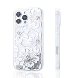 Apple iPhone 12 Pro Kılıf Sıvılı Simli Baskılı Şeffaf Arka Yüzey Zore Mossa Silikon Kapak Pembe