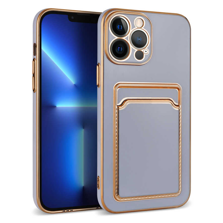Apple iPhone 12 Pro Kılıf Zore Bark Kartlıklı Kapak Lila