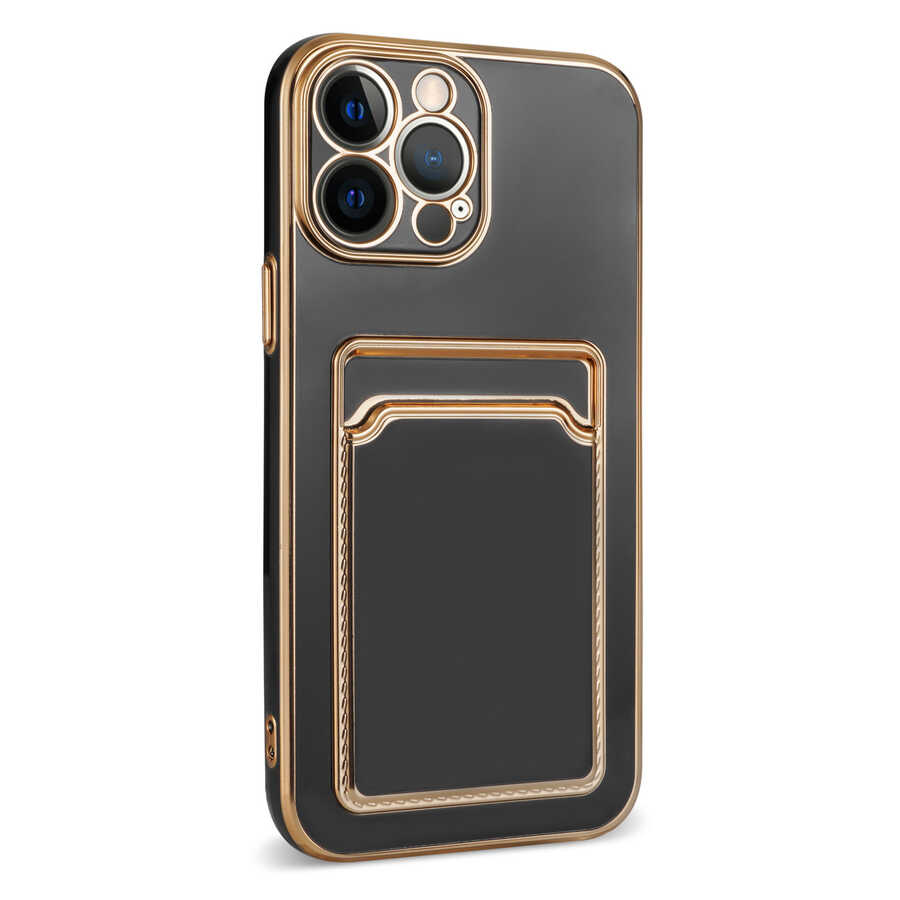 Apple iPhone 12 Pro Kılıf Zore Bark Kartlıklı Kapak Siyah
