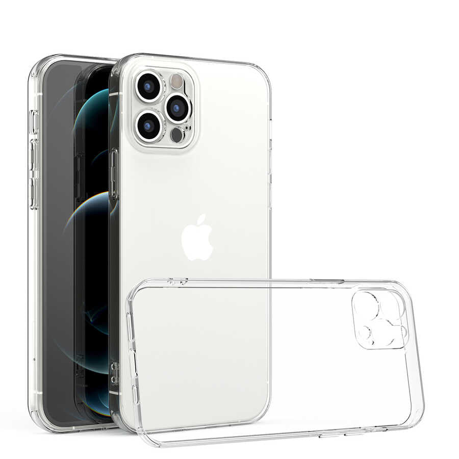 Apple iPhone 12 Pro Kılıf Zore Kamera Korumalı Süper Silikon Kapak Renksiz