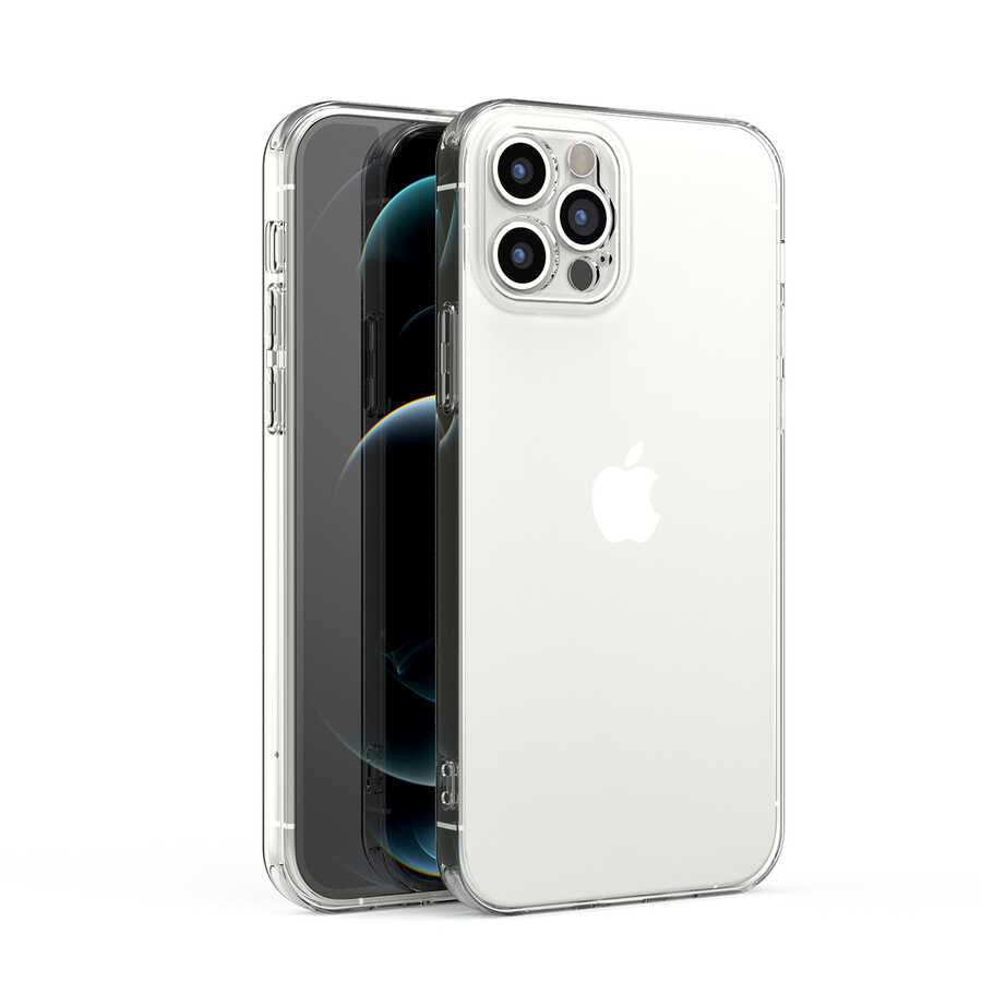 Apple iPhone 12 Pro Kılıf Zore Kamera Korumalı Süper Silikon Kapak Renksiz