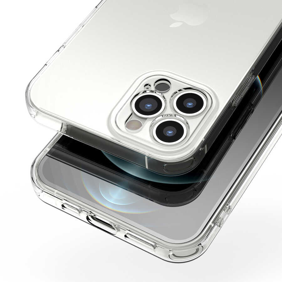 Apple iPhone 12 Pro Kılıf Zore Kamera Korumalı Süper Silikon Kapak Renksiz